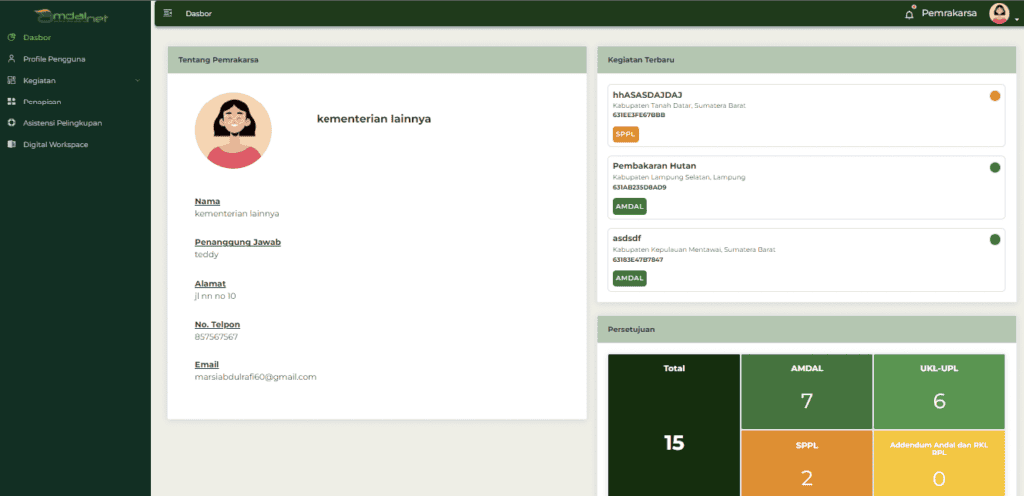 contoh akun amdalnet ukl upl amdal